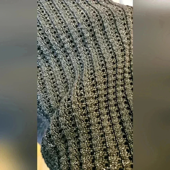 All Saints Elle Metallic Open Knit Jumper Black Long Sleeve Size  M/L - Picture 10 of 13